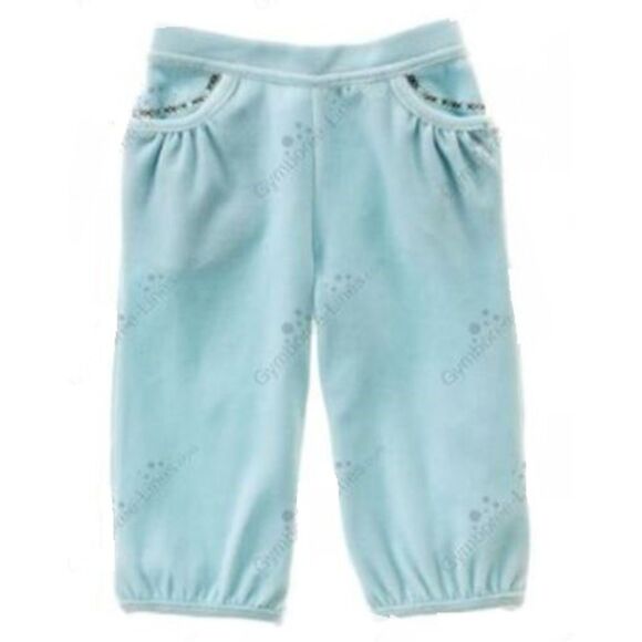 Gymboree layette light aqua blue velour yoga track pants pull on jogger 12-18 mo - Picture 2 of 3